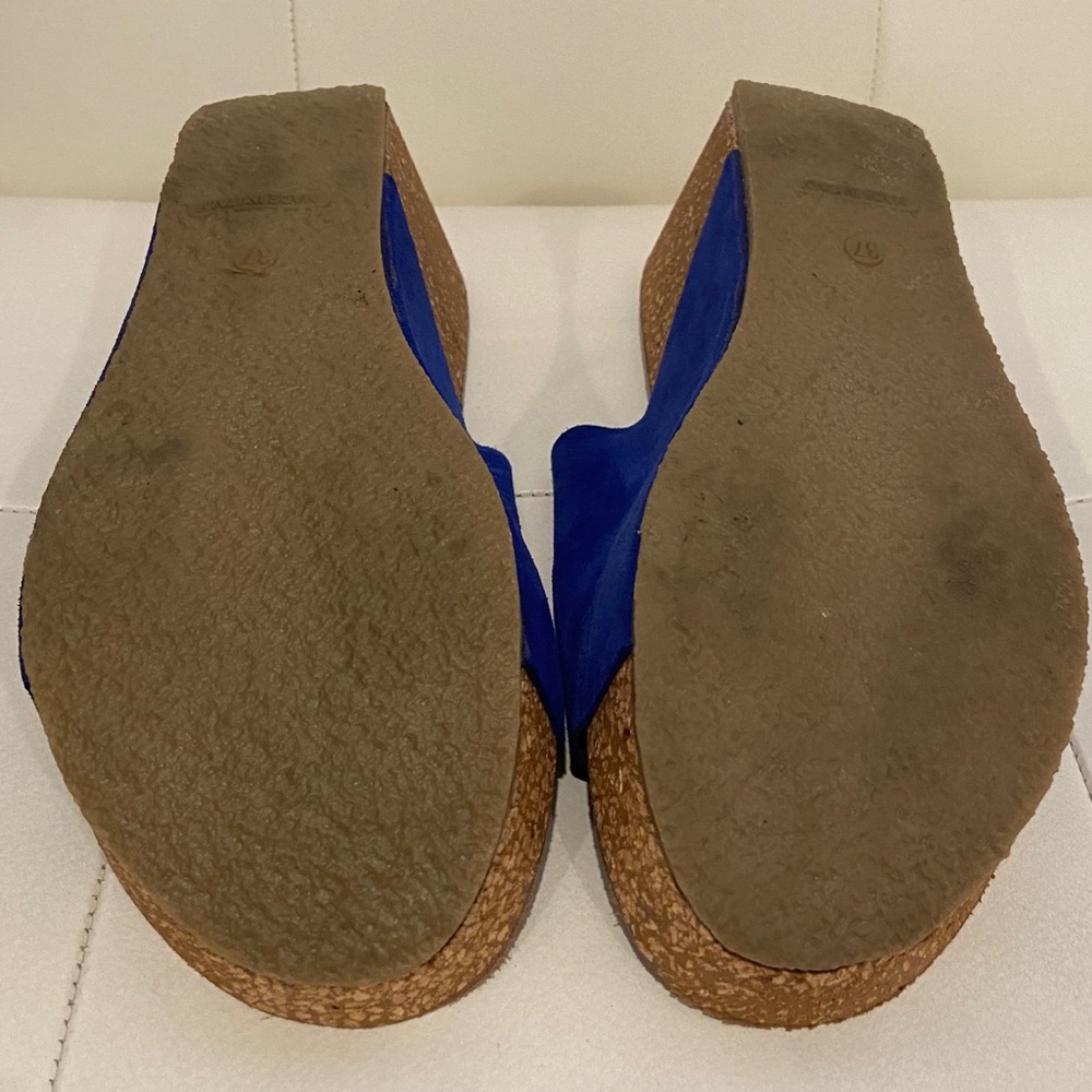 8100 Melrose Fred Segal Blue Suede Slide Wedge Sandal Size EU37 - Picture 6 of 8